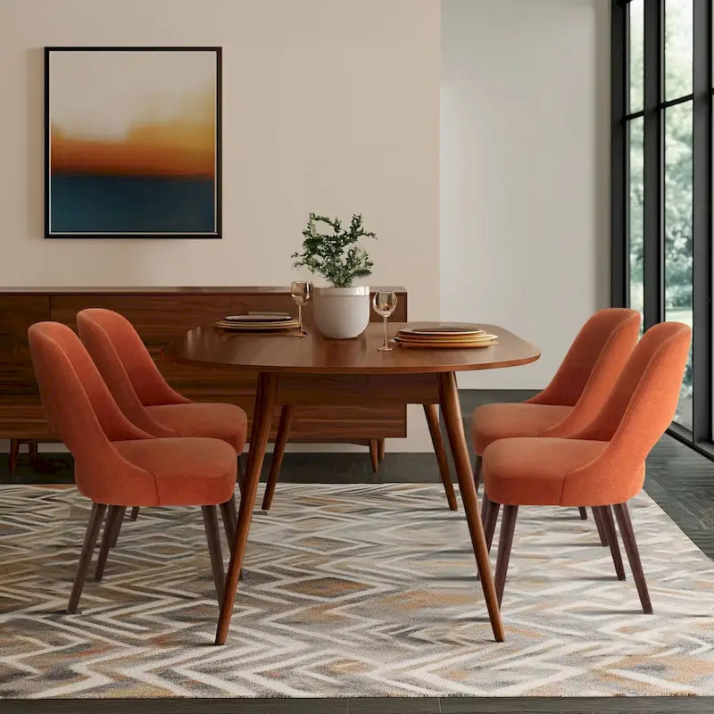 Upholstered Dining Side Chairs with Cutout Back design (Set of 2)