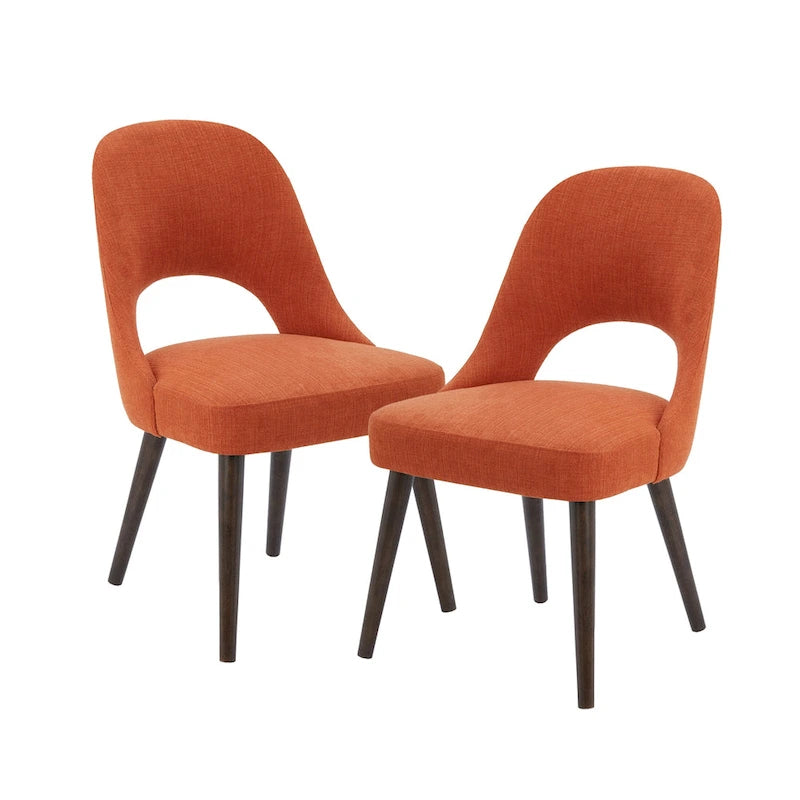 Upholstered Dining Side Chairs with Cutout Back design (Set of 2)