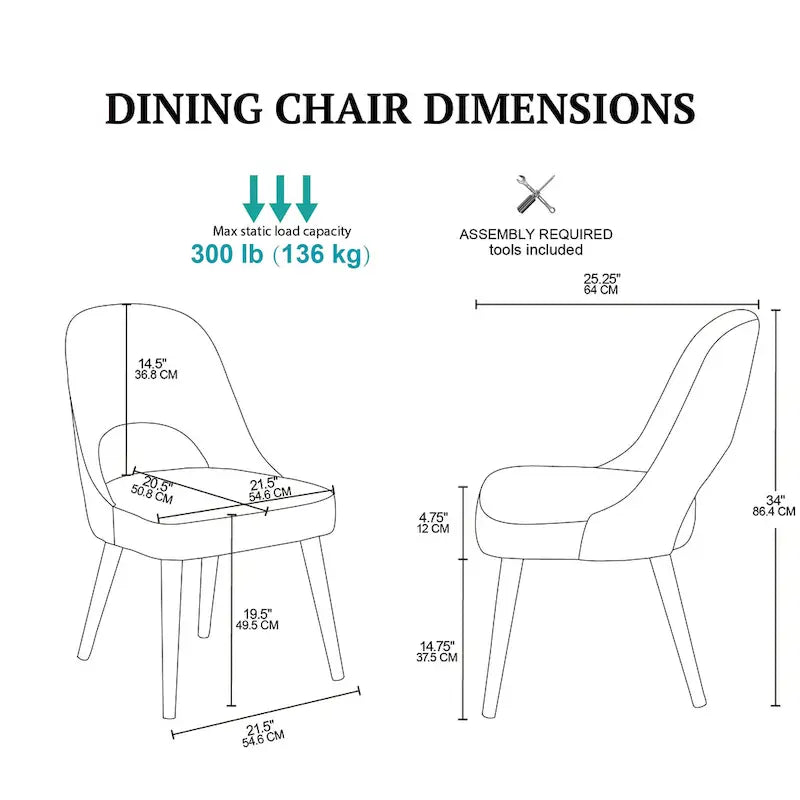 Upholstered Dining Side Chairs with Cutout Back design (Set of 2)