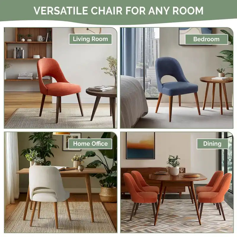 Upholstered Dining Side Chairs with Cutout Back design (Set of 2)