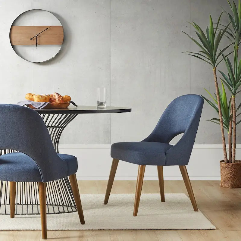 Upholstered Dining Side Chairs with Cutout Back design (Set of 2)