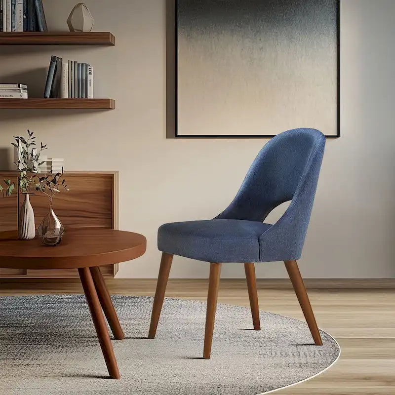 Upholstered Dining Side Chairs with Cutout Back design (Set of 2)