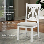 Farmhouse Wood Dining Chairs with Padded Seats - Set of 2 (White/Blue/Light Blue)