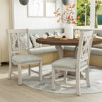 Farmhouse Wood Dining Chairs with Padded Seats - Set of 2 (White/Blue/Light Blue)