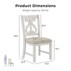 Farmhouse Wood Dining Chairs with Padded Seats - Set of 2 (White/Blue/Light Blue)