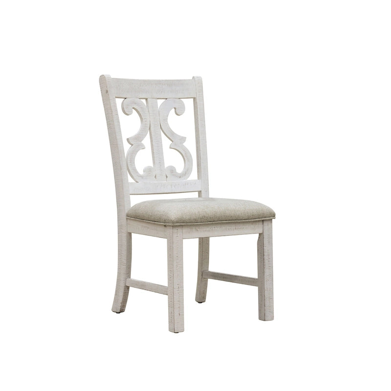 Farmhouse Wood Dining Chairs with Padded Seats - Set of 2 (White/Blue/Light Blue)