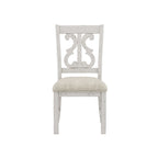 Farmhouse Wood Dining Chairs with Padded Seats - Set of 2 (White/Blue/Light Blue)