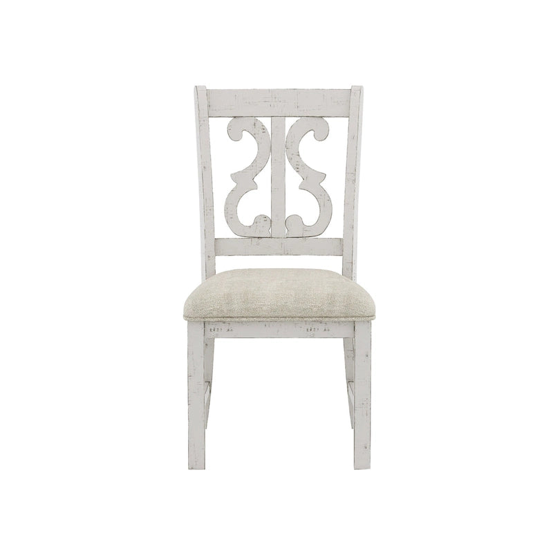 Farmhouse Wood Dining Chairs with Padded Seats - Set of 2 (White/Blue/Light Blue)