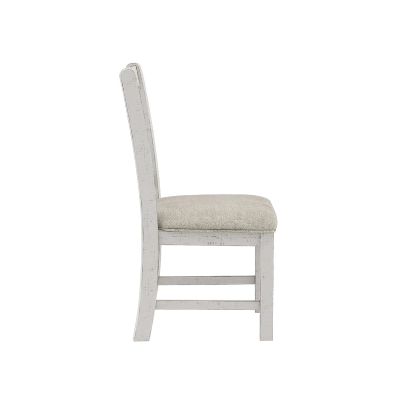 Farmhouse Wood Dining Chairs with Padded Seats - Set of 2 (White/Blue/Light Blue)