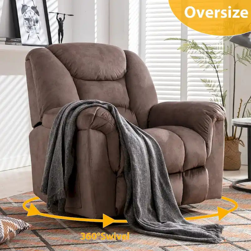 Rocker Recliner Chair Oversized Manual 360 Swivel Recliners for Living Room