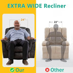 Rocker Recliner Chair Oversized Manual 360 Swivel Recliners for Living Room