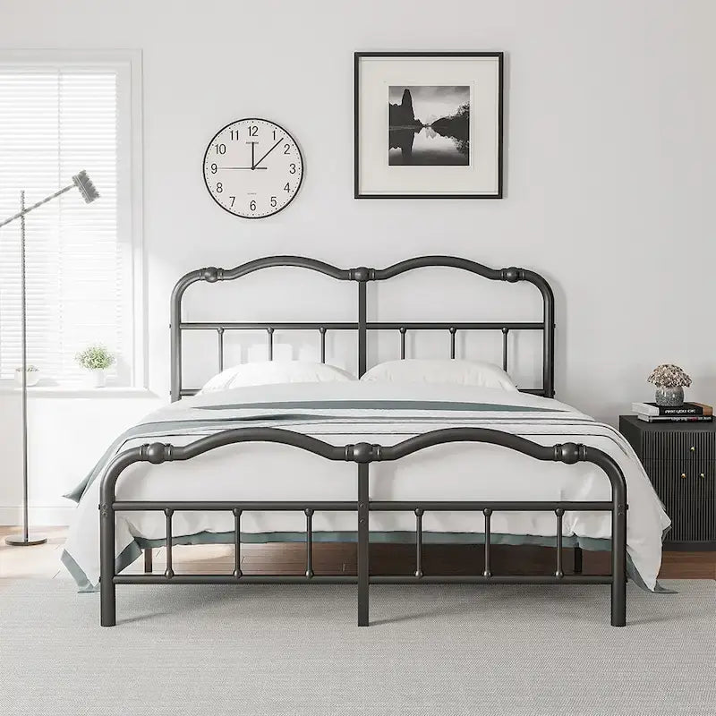 14 In High Heavy Duty Metal Bed Frame with Vintage Style, Supports Up To 2500lbs, Easy Assembly and No Squeak