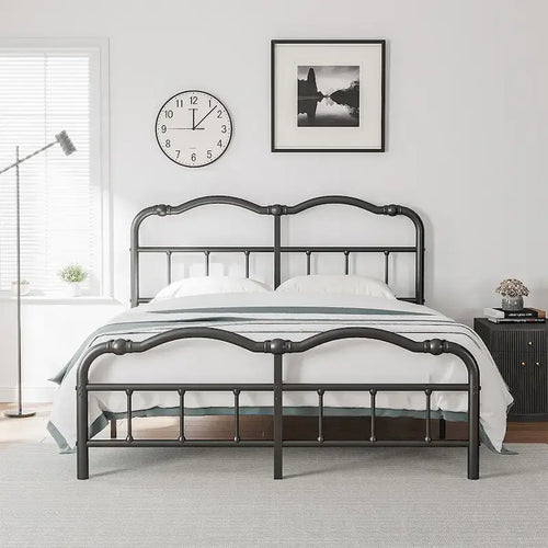 14 In High Heavy Duty Metal Bed Frame with Vintage Style, Supports Up To 2500lbs, Easy Assembly and No Squeak