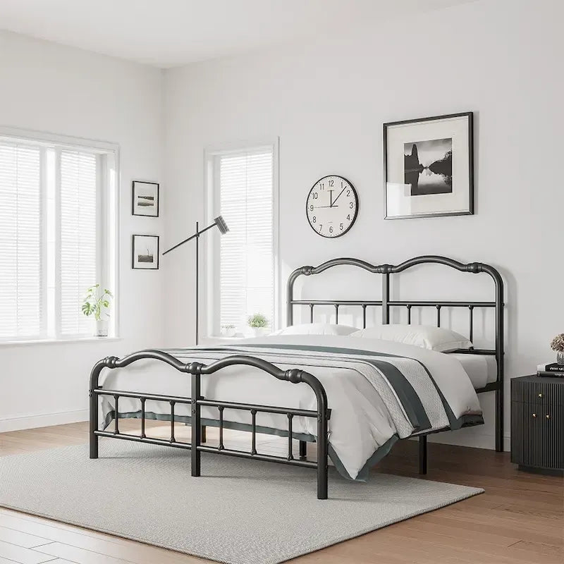 14 In High Heavy Duty Metal Bed Frame with Vintage Style, Supports Up To 2500lbs, Easy Assembly and No Squeak