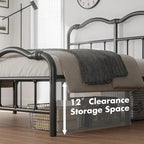 14 In High Heavy Duty Metal Bed Frame with Vintage Style, Supports Up To 2500lbs, Easy Assembly and No Squeak