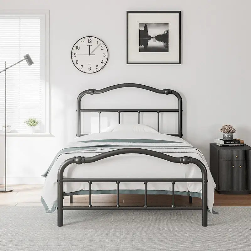 14 In High Heavy Duty Metal Bed Frame with Vintage Style, Supports Up To 2500lbs, Easy Assembly and No Squeak