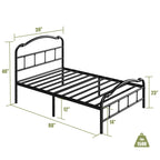 14 In High Heavy Duty Metal Bed Frame with Vintage Style, Supports Up To 2500lbs, Easy Assembly and No Squeak