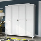 Solid Wood 4-Door Wardrobe with Mirror or Panel Doors