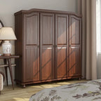 Solid Wood 4-Door Wardrobe with Mirror or Panel Doors