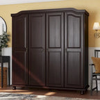 Solid Wood 4-Door Wardrobe with Mirror or Panel Doors