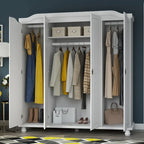 Solid Wood 4-Door Wardrobe with Mirror or Panel Doors