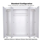 Solid Wood 4-Door Wardrobe with Mirror or Panel Doors