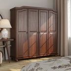 Solid Wood 4-Door Wardrobe with Mirror or Panel Doors