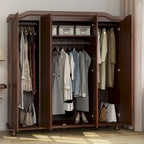 Solid Wood 4-Door Wardrobe with Mirror or Panel Doors