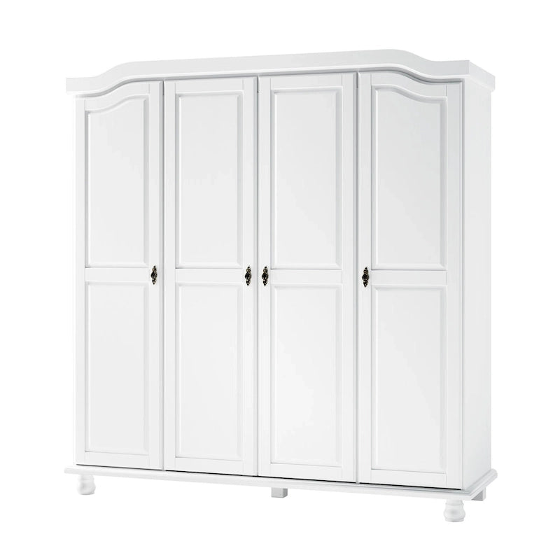 Solid Wood 4-Door Wardrobe with Mirror or Panel Doors