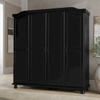 Solid Wood 4-Door Wardrobe with Mirror or Panel Doors