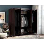Solid Wood 4-Door Wardrobe with Mirror or Panel Doors
