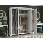 Solid Wood 4-Door Wardrobe with Mirror or Panel Doors