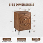 COSIEST Solid Wood Brown Nightstands w Drawers