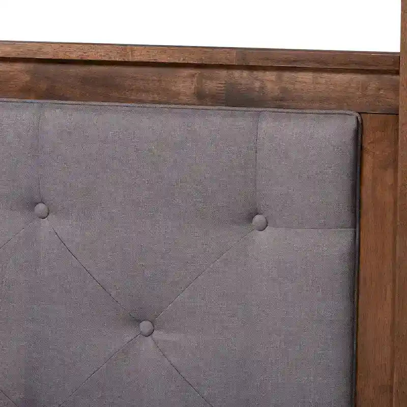 Modern and Contemporary Platform Canopy Bed-Grey/Walnut Brown