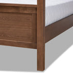 Modern and Contemporary Platform Canopy Bed-Grey/Walnut Brown