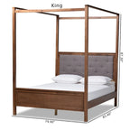 Modern and Contemporary Platform Canopy Bed-Grey/Walnut Brown