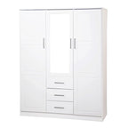 3-Door Solid Wood Wardrobe Armoire with Mirror or Panel Doors
