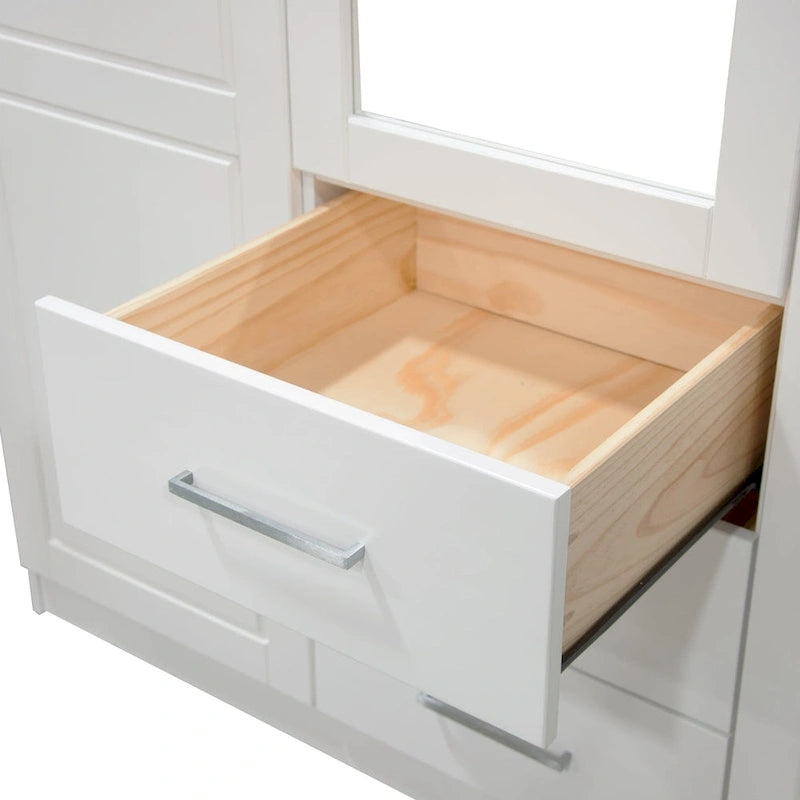 3-Door Solid Wood Wardrobe Armoire with Mirror or Panel Doors