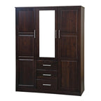 3-Door Solid Wood Wardrobe Armoire with Mirror or Panel Doors