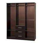 3-Door Solid Wood Wardrobe Armoire with Mirror or Panel Doors