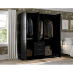 3-Door Solid Wood Wardrobe Armoire with Mirror or Panel Doors