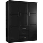 3-Door Solid Wood Wardrobe Armoire with Mirror or Panel Doors