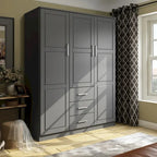 3-Door Solid Wood Wardrobe Armoire with Mirror or Panel Doors