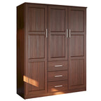 3-Door Solid Wood Wardrobe Armoire with Mirror or Panel Doors