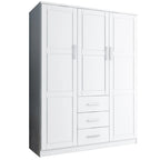 3-Door Solid Wood Wardrobe Armoire with Mirror or Panel Doors