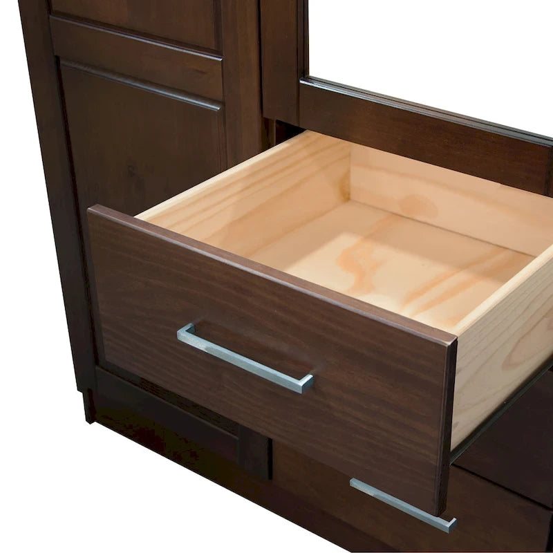 3-Door Solid Wood Wardrobe Armoire with Mirror or Panel Doors