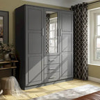 3-Door Solid Wood Wardrobe Armoire with Mirror or Panel Doors