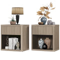 Set of 2 Nightstand with 1 Drawer and Open Storage