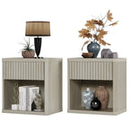 Set of 2 Nightstand with 1 Drawer and Open Storage