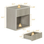 Set of 2 Nightstand with 1 Drawer and Open Storage